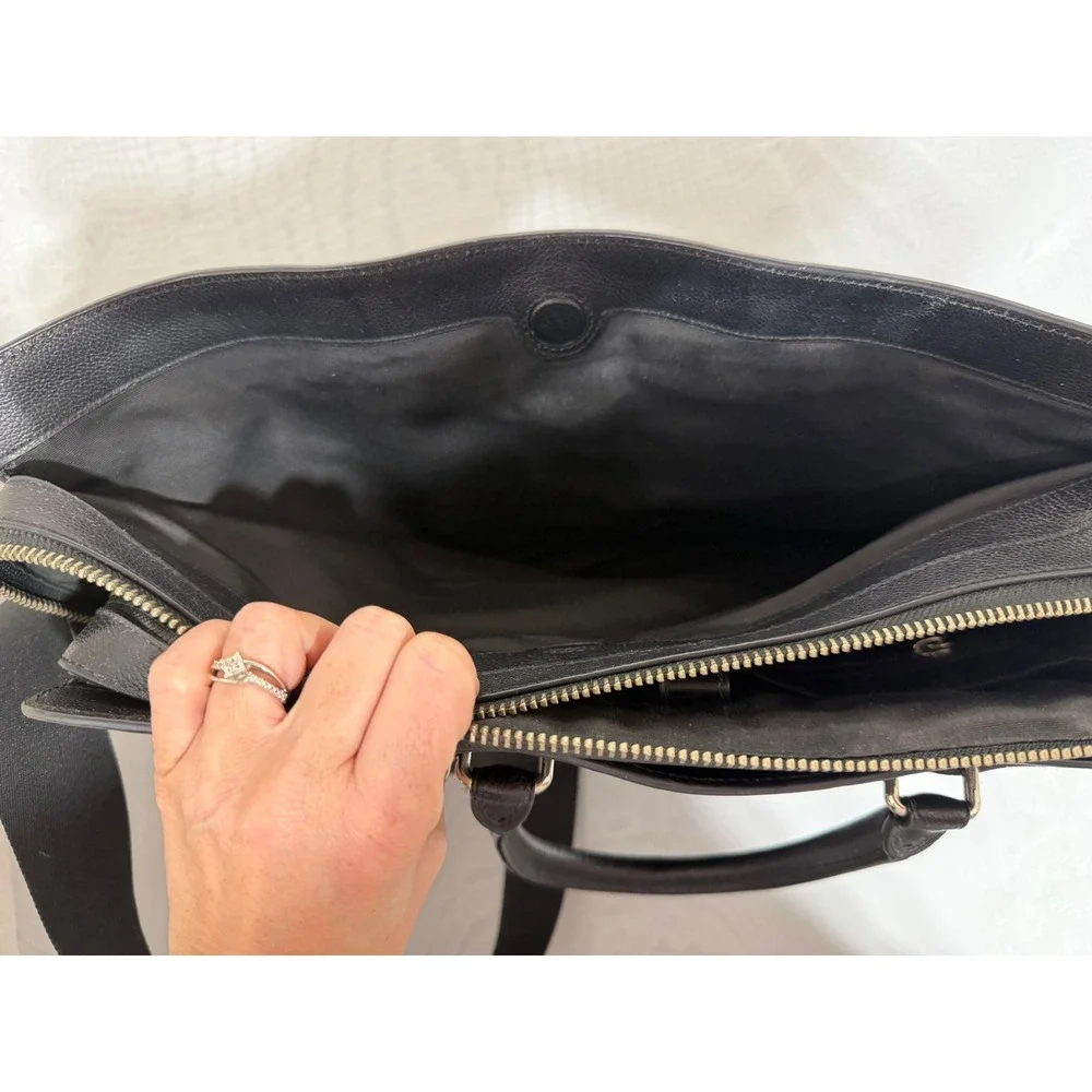 Coach Beckett Structured Briefcase Black Pebbled Leather Laptop Bag F73524 Mens